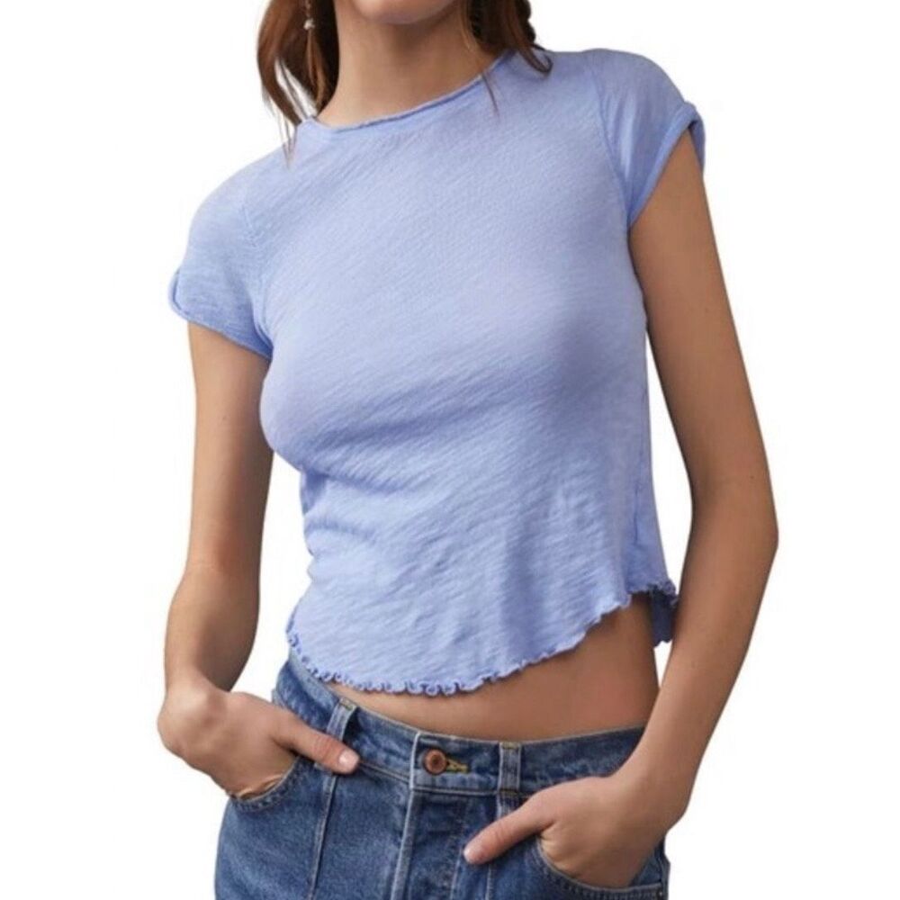 Free People We The Free Be My Baby Tee in baby blue sz S NEW